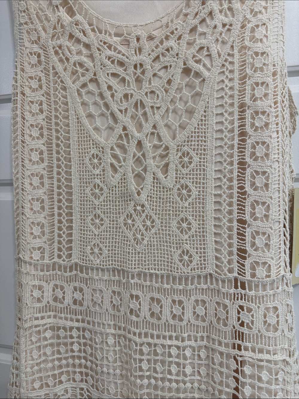 Reba Cream Crochet Fringe Midi Dress - Picture 6 of 7